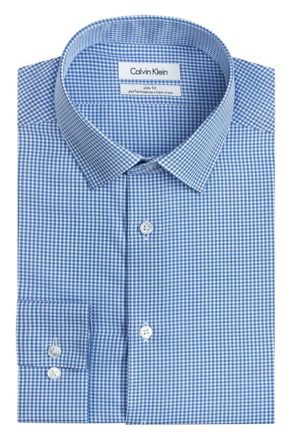 Men's Dress Shirt Slim Fit Non Iron Gingham